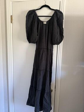Cost Plus World Market Black Puff-Sleeve Maxi Dress